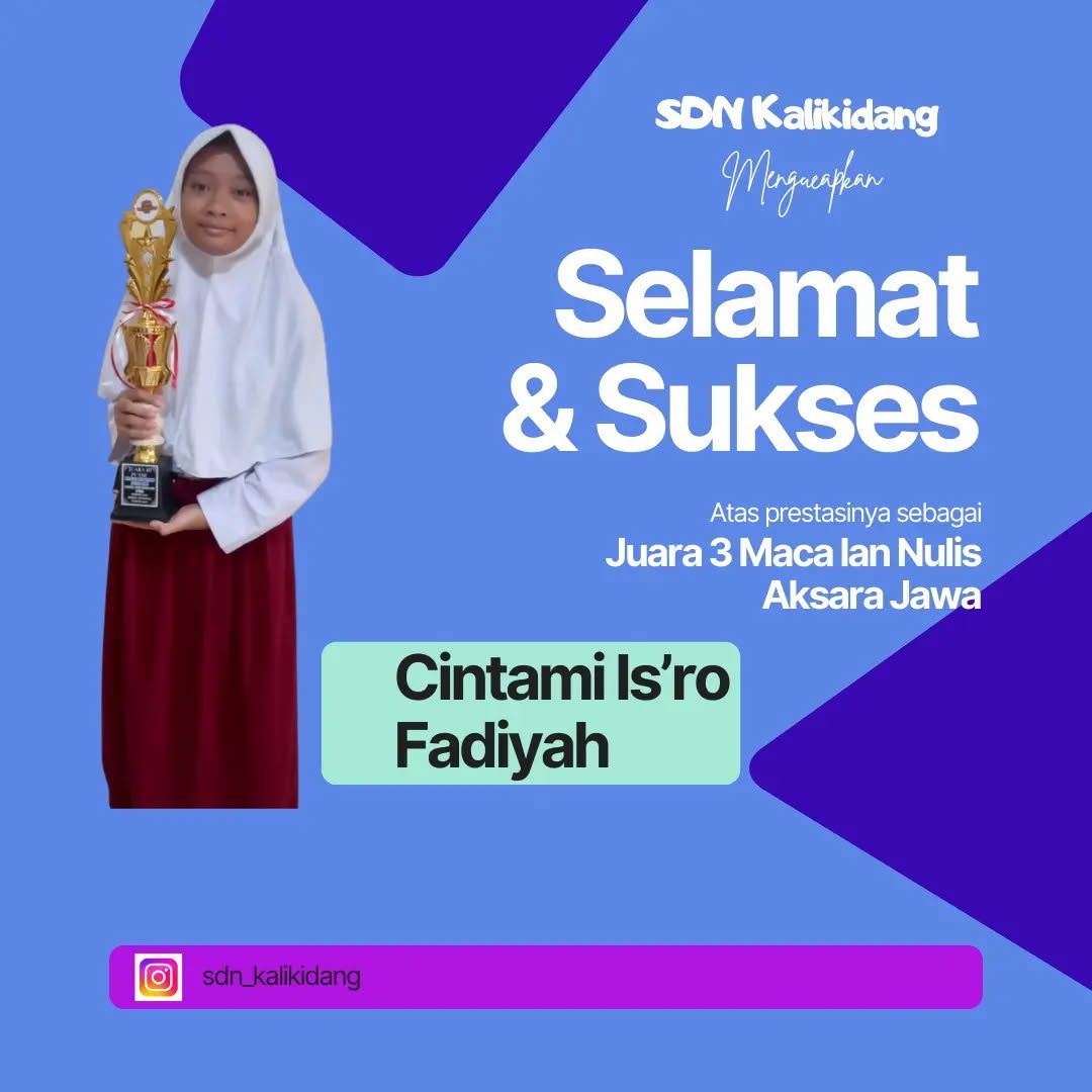 Juara 3 Maca lan Nulis Aksara Jawa